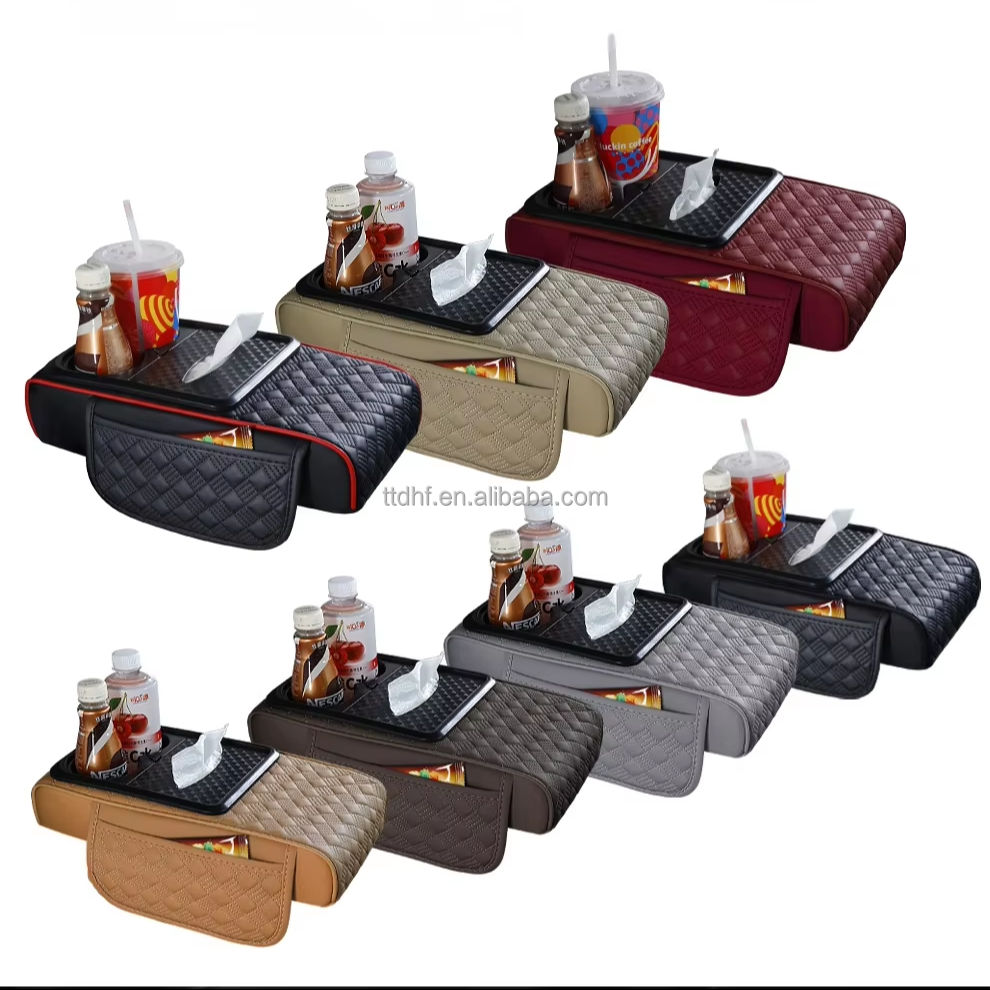 Car Space CKJA19: 4-in-1 Multifunctio<i></i>nal Universal Leather Car Armrest Storage Box